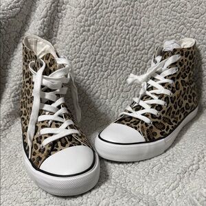 Leopard Print High-Top Sneakers